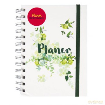 Planer niedatowany kwiaty zielone na spirali DIK [KALENDARZ]
