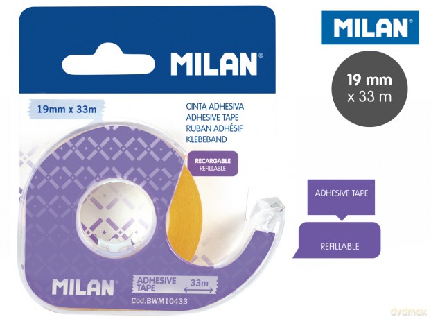 Taśma samoprzylepna Milan 19 mm x 33 m z dyspenserem na blistrze