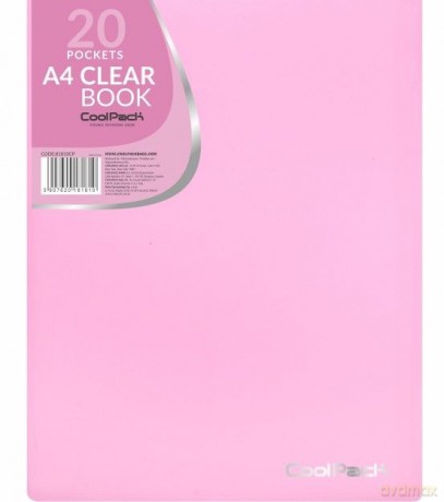 Teczka clear book A4 Coolpack Pastel 20 koszulek róż