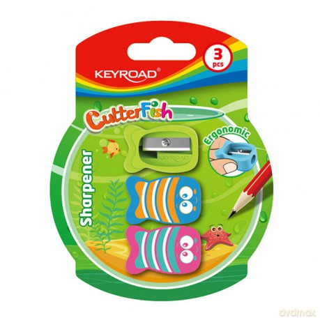 Temperówka pojedyńcza plastikowa Keyroad CUTTER FISH 3 sztuki blister