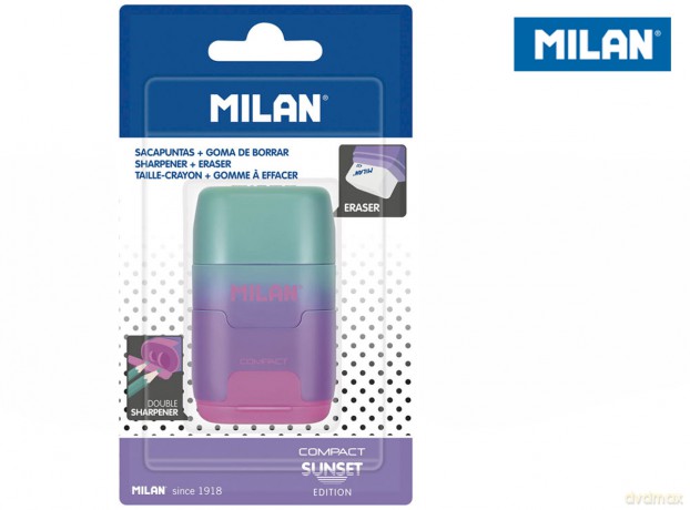 Temperówka z gumką Milan Compact Sunset zielono - fioletowo - różowa na blistrze 1 szt