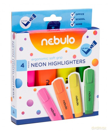Zakreślacz fluorescencyjny neonowy Nebulo 4 sztuki