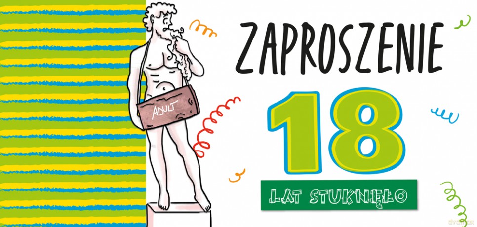 Zaproszenie 18 Chłopak 5 sztuk wraz z kopertami