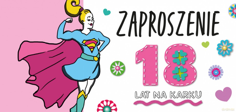 Zaproszenie 18 Dziewczyna 5 sztuk wraz z kopertami