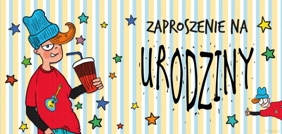 Zaproszenie Chłopak 5 sztuk wraz z kopertami