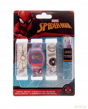 Zestaw zegarek cyfrowy z paskami do kolorowania Spiderman MV15531