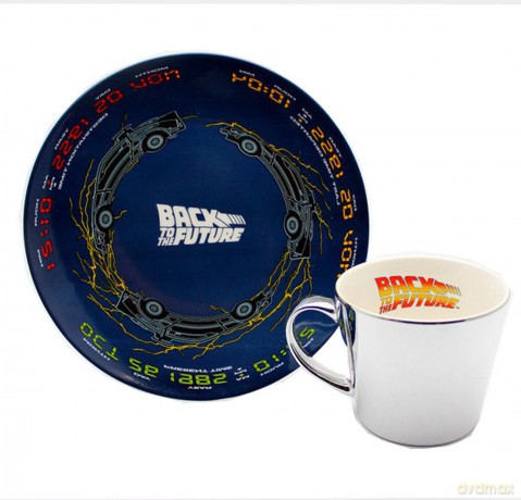Back To The Future Delorean Mirror Kubek And Plate