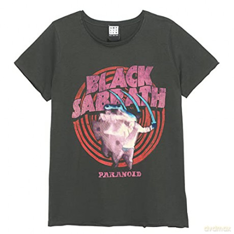 Black Sabbath Paranoid Amplified Vintage Charcoal Large Ladies T Shirt