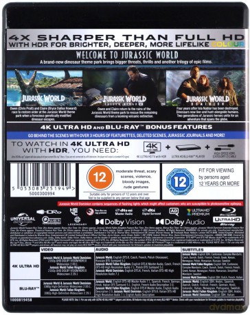 Jurassic World / Jurassic World: Fallen Kingdom / Jurassic World Dominion [3xBlu-Ray 4K]+[3xBlu-Ray]