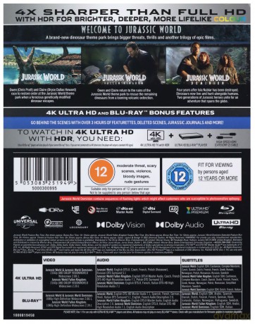 Jurassic World / Jurassic World: Fallen Kingdom / Jurassic World Dominion [3xBlu-Ray 4K]+[3xBlu-Ray]