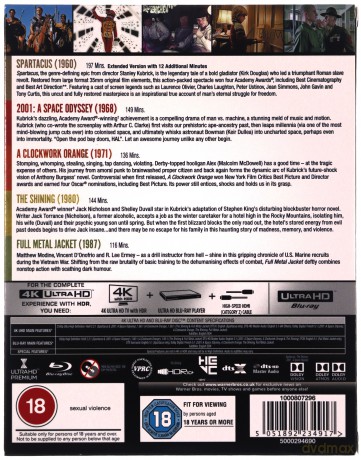 Kubrick Collection: Spartakus / 2001: Odyseja kosmiczna / Mechaniczna pomarańcza / Lśnienie / Full Metal Jacket [5xBlu-Ray 4K]+[5xBlu-Ray]