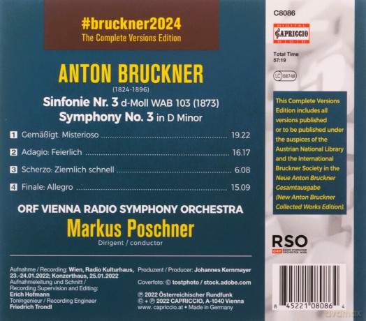 Anton Bruckner: Bruckner 2024 The Complete Versions Edition - Symphonie Nr.3 d-moll WAB 103 (1873) [CD]