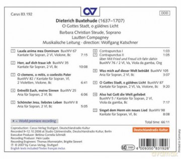 Dieterich Buxtehude: Geistliche Werke I O Gottes Stadt,o guldnes Licht [CD]