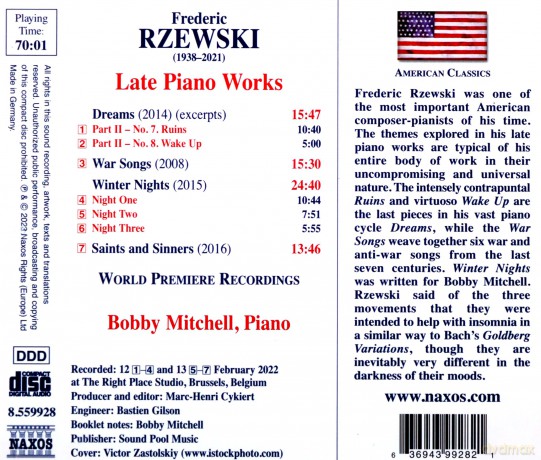 Frederic Rzewski: Klavierwerke Late Piano Works [CD]