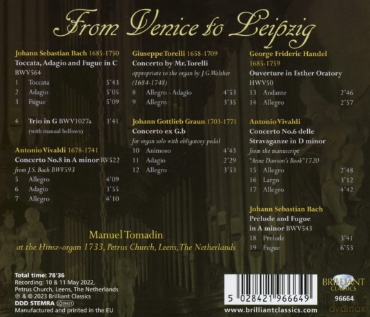 Johann Sebastian Bach: Manuel Tomadin - From Venice to Leipzig [CD]