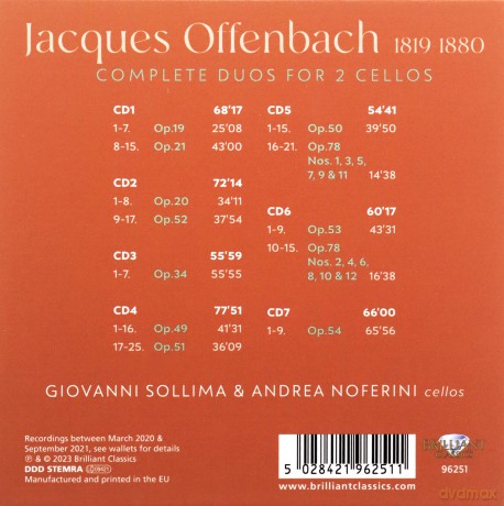 Jacques Offenbach: Semtliche Duos fur 2 Celli [7CD]