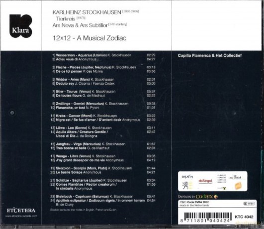 Karlheinz Stockhausen: Tierkreis - 12x12 A Musical Zodiac [CD]