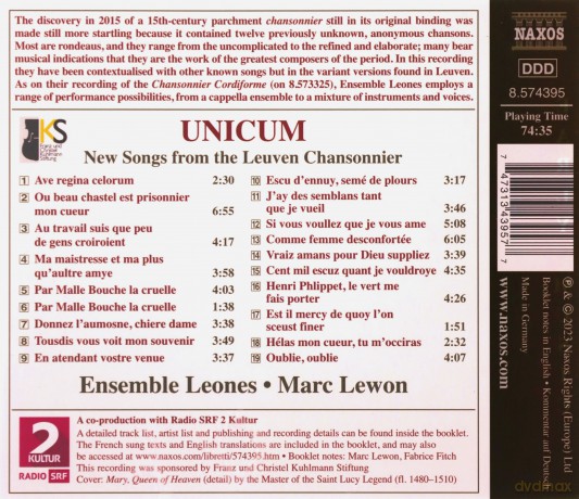 Gilles Binchois: Unicum - New Songs from the Leuven Chansonnier [CD]
