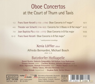 Theodor von Schacht: Xenia Luffler - Oboenkonzerte am Hof von Thurn und Taxis [CD]