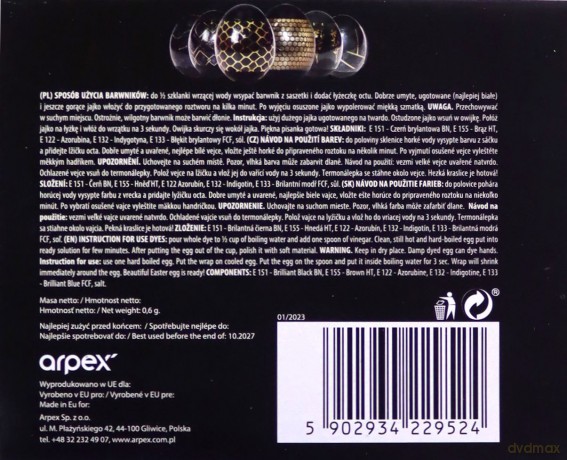 Barwnik Do Jajek z Owijkami Glamour Arpex Sw9524