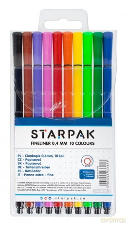 Cienkopisy 10 Kolorów Okrągłe 0,4 Mm Starpak 426501