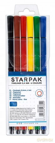 Cienkopisy 6 Kolorów Okrągłe 0,4 Mm Starpak 426502