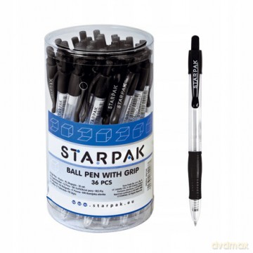 Długopis automatyczny Grip Czarny. Starpak 162129 36 sztuk