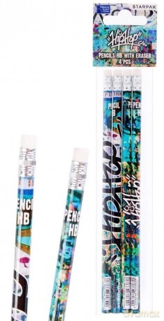 Ołówek z Gumką Graffiti Pbh Op4szt Starpak 447735