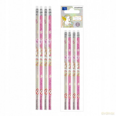 Ołówek z Gumką Unicorn 4 Szt. Starpak 490989