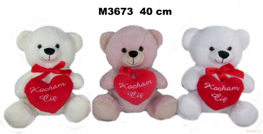 Pluszak Mis 40 cm Siedzacy z Sercem Kocham Cie Sa