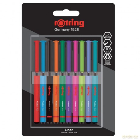 Rotring Cienkopisy 10 Kolorów 0.4 Rot 2166220