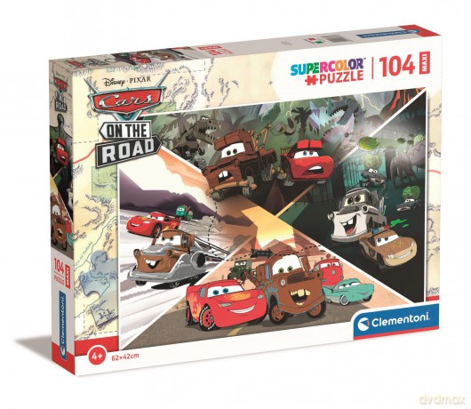 CLEMENTONI 104 el. maxi super color Disney cars on the road 23774 [PUZZLE]