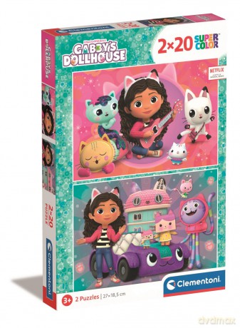 CLEMENTONI 2 x 20 el. super color Koci Domek Gabi 24802 [PUZZLE]