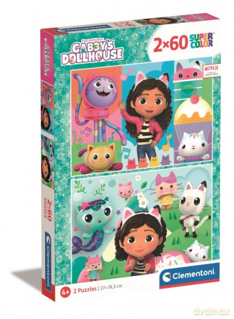 CLEMENTONI 2 x 60 el. super color Koci Domek Gabi 24804 [PUZZLE]