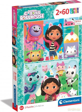 CLEMENTONI 2 x 60 el. super color Koci Domek Gabi 24804 [PUZZLE]