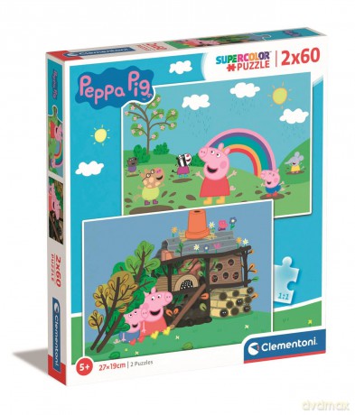 CLEMENTONI 2 x 60 el. super kolor Peppa Pig 21622 [PUZZLE]