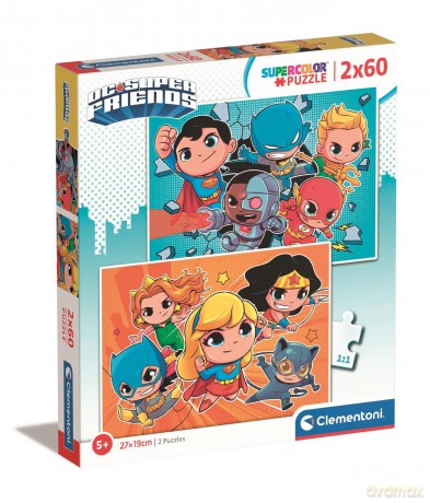 CLEMENTONI 2 x 60 el. super kolor WB DC comics 21624 [PUZZLE]