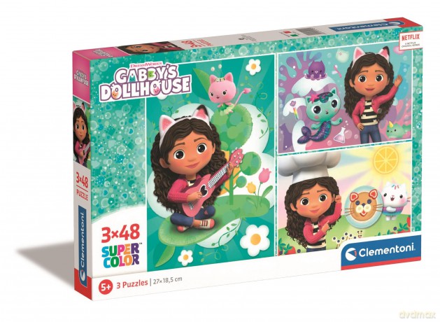CLEMENTONI 3 x 48 el. super color Koci Domek Gabi 25290 [PUZZLE]