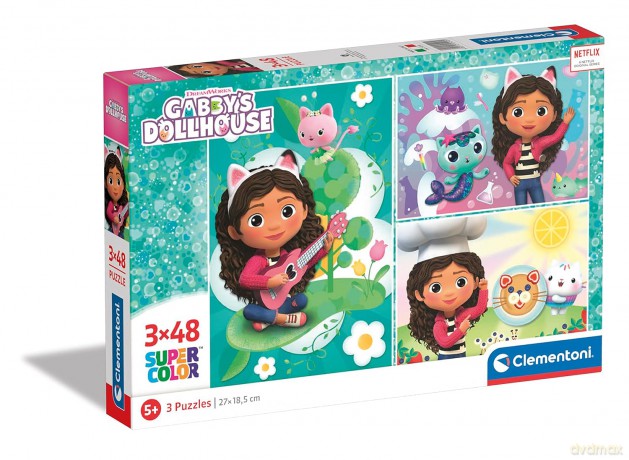 CLEMENTONI 3 x 48 el. super color Koci Domek Gabi 25290 [PUZZLE]