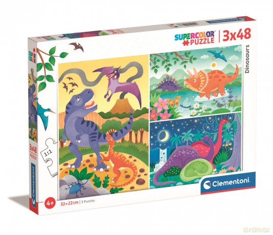 CLEMENTONI 3 x 48 el. super kolor Dinozaury 25288 [PUZZLE]