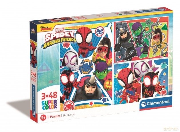 CLEMENTONI 3 x 48 el. super kolor Marvel spidey and his amazing friends 25282 [PUZZLE]