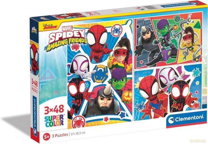 CLEMENTONI 3 x 48 el. super kolor Marvel spidey and his amazing friends 25282 [PUZZLE]