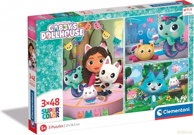 CLEMENTONI 3x48 el. super color Koci Domek Gabi 25289 [PUZZLE]