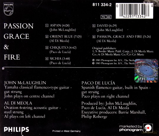 Di Meola, Mclaughlin,De Lucia: Passion, Grace And Fire [CD]