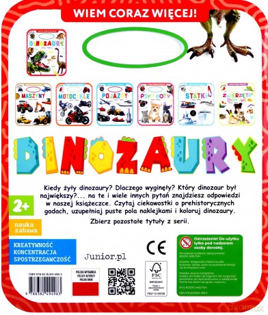 Dinozaury. Czytaj i koloruj. Wiem coraz więcej! [KSIĄŻKA]