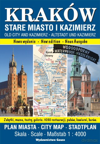 Kraków. Stare Miasto i Kazimierz. Plan miasta foliowany 1:4000 [KSIĄŻKA]