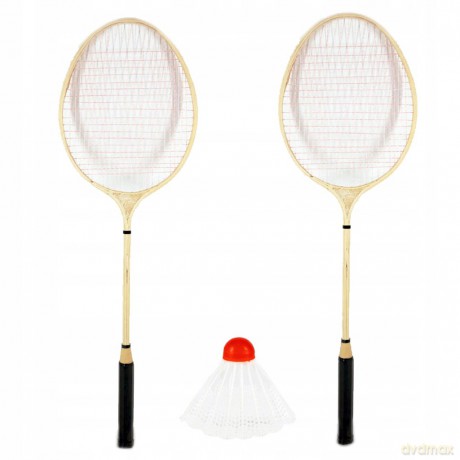 Badminton drewniany 65,5 cm w siatce