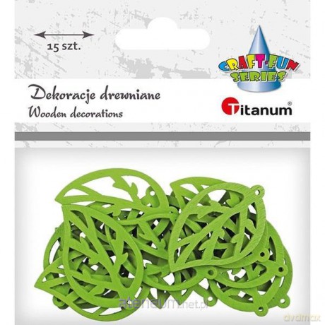 Drewniane liście 26x42mm zielone 15 szt.