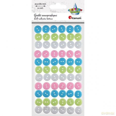 Guziki plastikowe samoprzylepne pastel 66 szt.