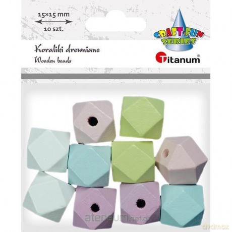 Koraliki drewniane kostki ścięte pastel 10 szt.